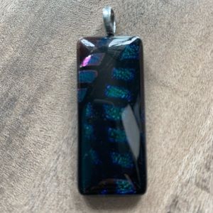 Stunning dichroic glass pendant- black / blue